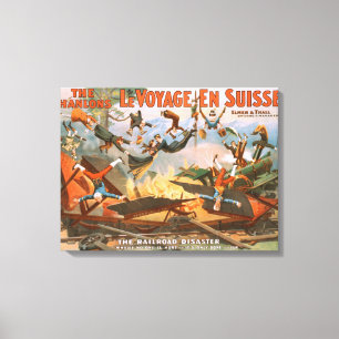 Le voyage en Suisse - De ramp met de spoorwegen Canvas Afdruk