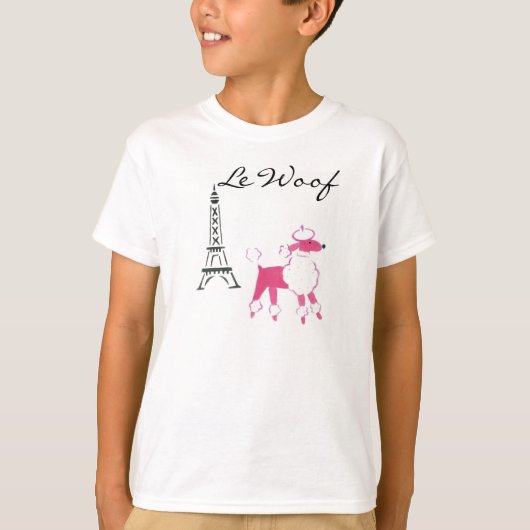 Le Wof Pink Poodle in Parijs T-shirt (Voorkant)