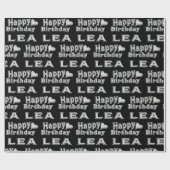 Lea Happy Birthday silver black Geschenkpapier Cadeaupapier (Vlak)