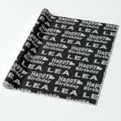 Lea Happy Birthday silver black Geschenkpapier Cadeaupapier (Uitgerold)