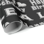 Lea Happy Birthday silver black Geschenkpapier Cadeaupapier (Rol Hoek)