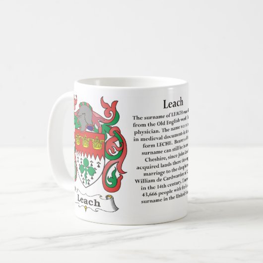 Leach Family Coat of Arms Mok (Voorkant links)