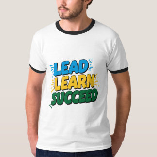 "LEAD LEARN SUCCES Slogan T-shirt voor mannen" "In