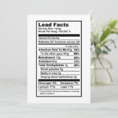 Lead singer "Nutritional Information Label" Kaart (Staand voorkant)