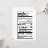 Lead singer "Nutritional Information Label" Kaart (Voorkant / Achterkant in situ)