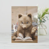 Leader Gift Beer en Rabbit Read Books Bedankkaart (Staand voorkant)