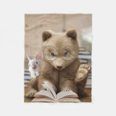 Leader Gift Beer en Rabbit Read Books Fleece Deken (Voorkant)