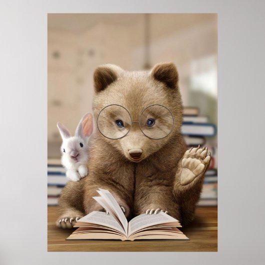 Leader Gift Beer en Rabbit Read Books Poster (Voorkant)