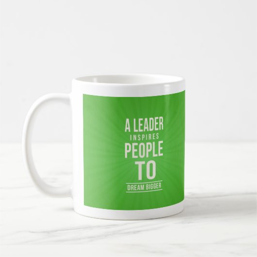 Leader mug - green with quote koffiemok (Links)