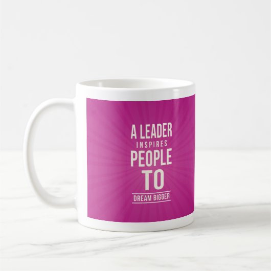 Leader mug - pink with quote koffiemok (Links)
