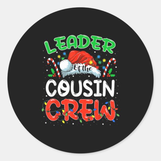 Leader Of The Cousin Crew Christmas Family Matchin Ronde Sticker (Voorkant)