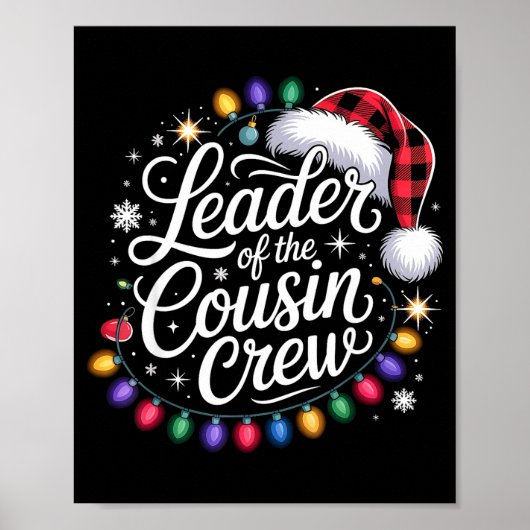 Leader Of The Cousin Crew Xmas Lights Red Plaid Sa Poster (Voorkant)