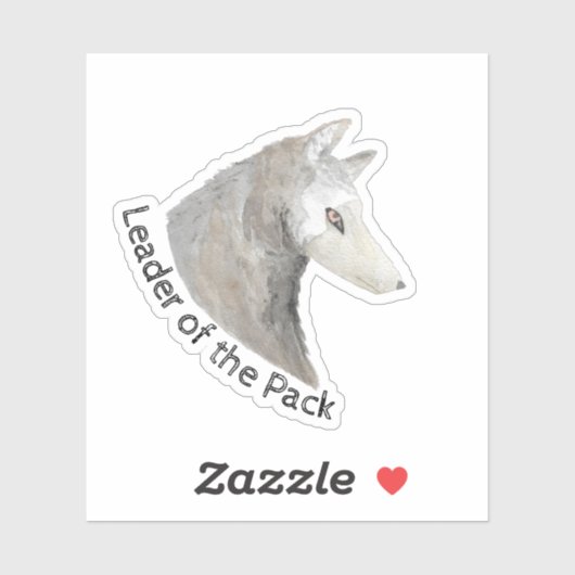 Leader of the Pack Waterverf Animal Grey Wolf Sticker (Vel)