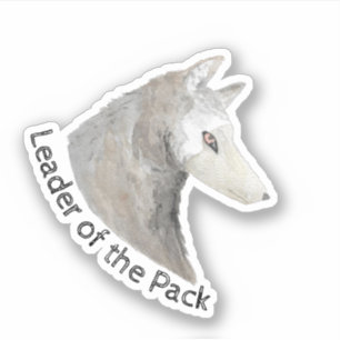 Leader of the Pack Waterverf Animal Grey Wolf Sticker