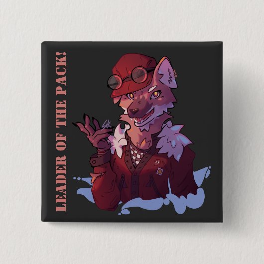 Leader wolf vierkante button 5,1 cm (Voorkant)
