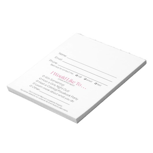 Leads Booking & Recruit Drawing Slip Pink Zebra Notitieblok (Linkerzijde)