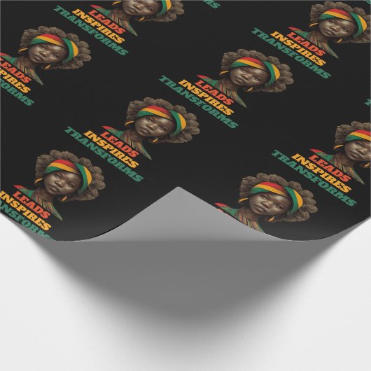 Leads, Inspires, Transforms Black History Month Cadeaupapier (Hoek)