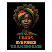 Leads, Inspires, Transforms Black History Month Perfect Poster (Voorkant)