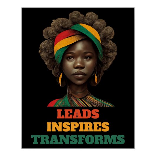 Leads, Inspires, Transforms Black History Month Perfect Poster (Voorkant)