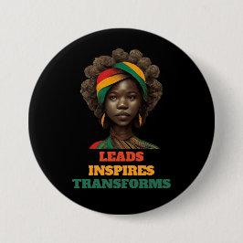 Leads, Inspires, Transforms Black History Month Ronde Button 7,6 Cm