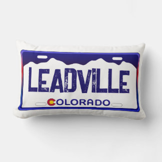 Leadville Colorado blauw licentie bord kussen