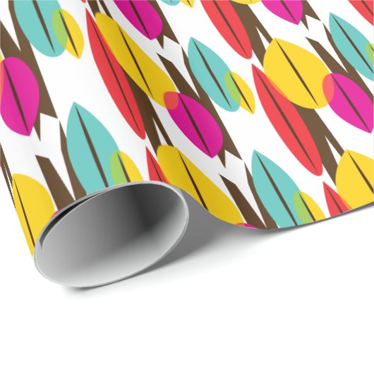 Leaf Abstract Retro Multicolored Patroon Cadeaupapier (Rol Hoek)