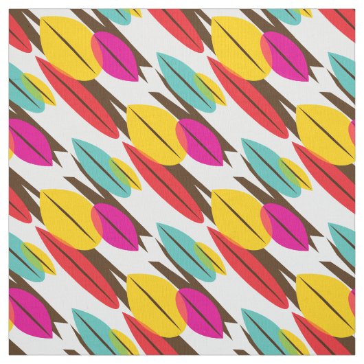 Leaf Abstract Retro Multicolored Patroon Stof (Swatch)
