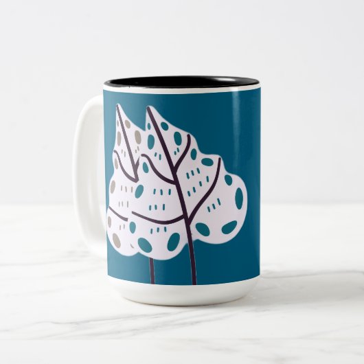 Leaf abstract tweekleurige koffiemok (Voorkant links)