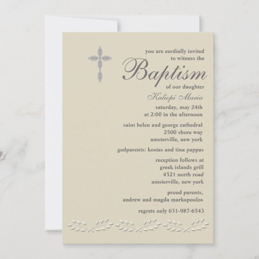 Leaf accenten doop uitnodiging (Voorkant)