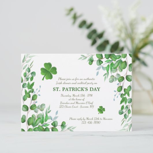 Leaf Accents St. Patrick's Day Invitation Bedankkaart (Staand voorkant)