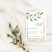 Leaf and Bronze Border, minimalistisch RSVP Kaartje
