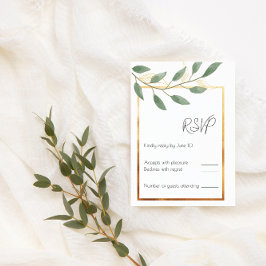 Leaf and Bronze Border, minimalistisch RSVP Kaartje