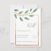 Leaf and Bronze Border, minimalistisch RSVP Kaartje (Voorkant)