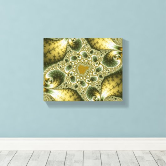 Leaf and Gold - Fractal Art Canvas Afdruk (Insitu (Houten vloer))