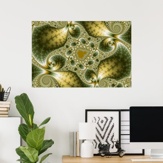 Leaf and Gold - Fractal Art Poster (Thuiskantoor)