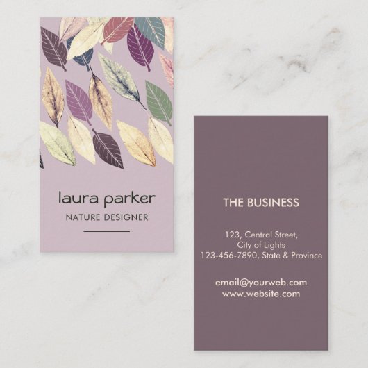 Leaf Art Dry Natuur Yoga Meditation Massage Visitekaartje (Voorkant / Achterkant)