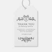 Leaf art hart monogram mono bruiloft dank u cadeaulabel (Voorkant)