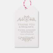 Leaf art hart monogram tan bruiloft dank u cadeaulabel (Voorkant)