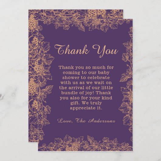 Leaf Baby shower Hartelijk dank Bedankkaart (Voorkant / Achterkant)