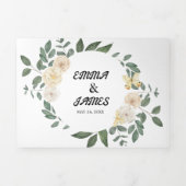 Leaf Back Wedding All-in-One Drievoudige Uitnodigi Drieluik Wenskaart (Cover)