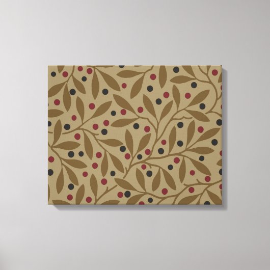 Leaf Berry Classic Kleurrijke  Patroon Art Canvas Afdruk (Voorkant)