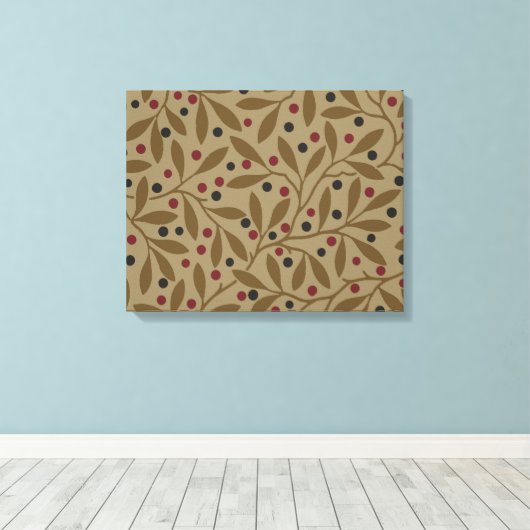 Leaf Berry Classic Kleurrijke Patroon Art Canvas Afdruk (Insitu (Houten vloer))