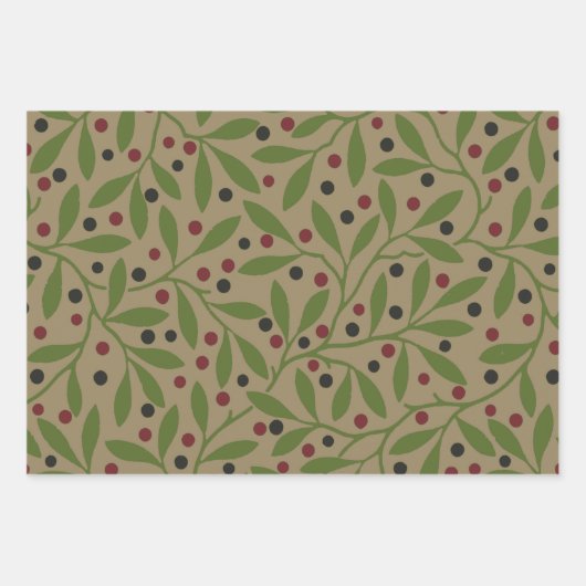 Leaf Berry Classic Kleurrijke Patroon Art Inpakpapier Vel (Voorkant 3)