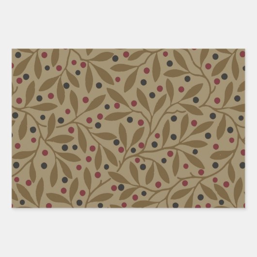 Leaf Berry Classic Kleurrijke Patroon Art Inpakpapier Vel (Voorkant)