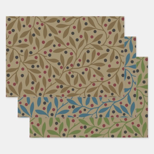 Leaf Berry Classic Kleurrijke  Patroon Art Inpakpapier Vel (Set)