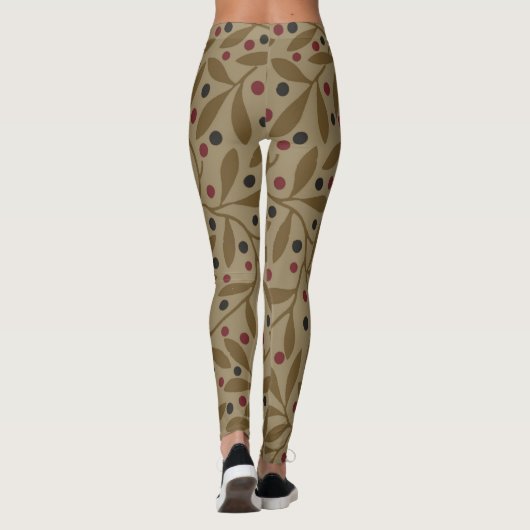 Leaf Berry Classic Kleurrijke  Patroon Art Leggings (Achterkant)