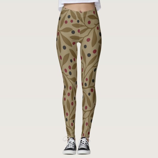 Leaf Berry Classic Kleurrijke  Patroon Art Leggings (Voorkant)