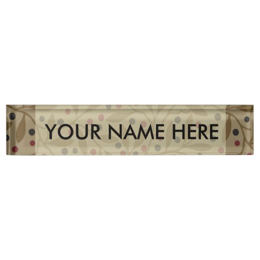 Leaf Berry Classic Kleurrijke Patroon Art Naambordje (Voorkant)