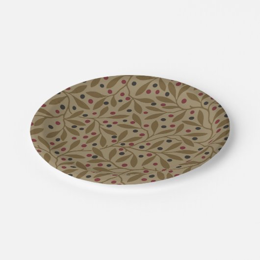 Leaf Berry Classic Kleurrijke  Patroon Art Papieren Bordje (Gekanteld)