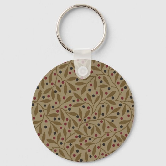 Leaf Berry Classic Kleurrijke Patroon Art Sleutelhanger (Voorkant)